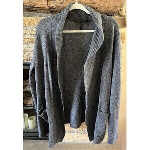 BCBG Maxazria Woman's L Gray Cardigan Sweater -- Wool Cashmere Angora Blend